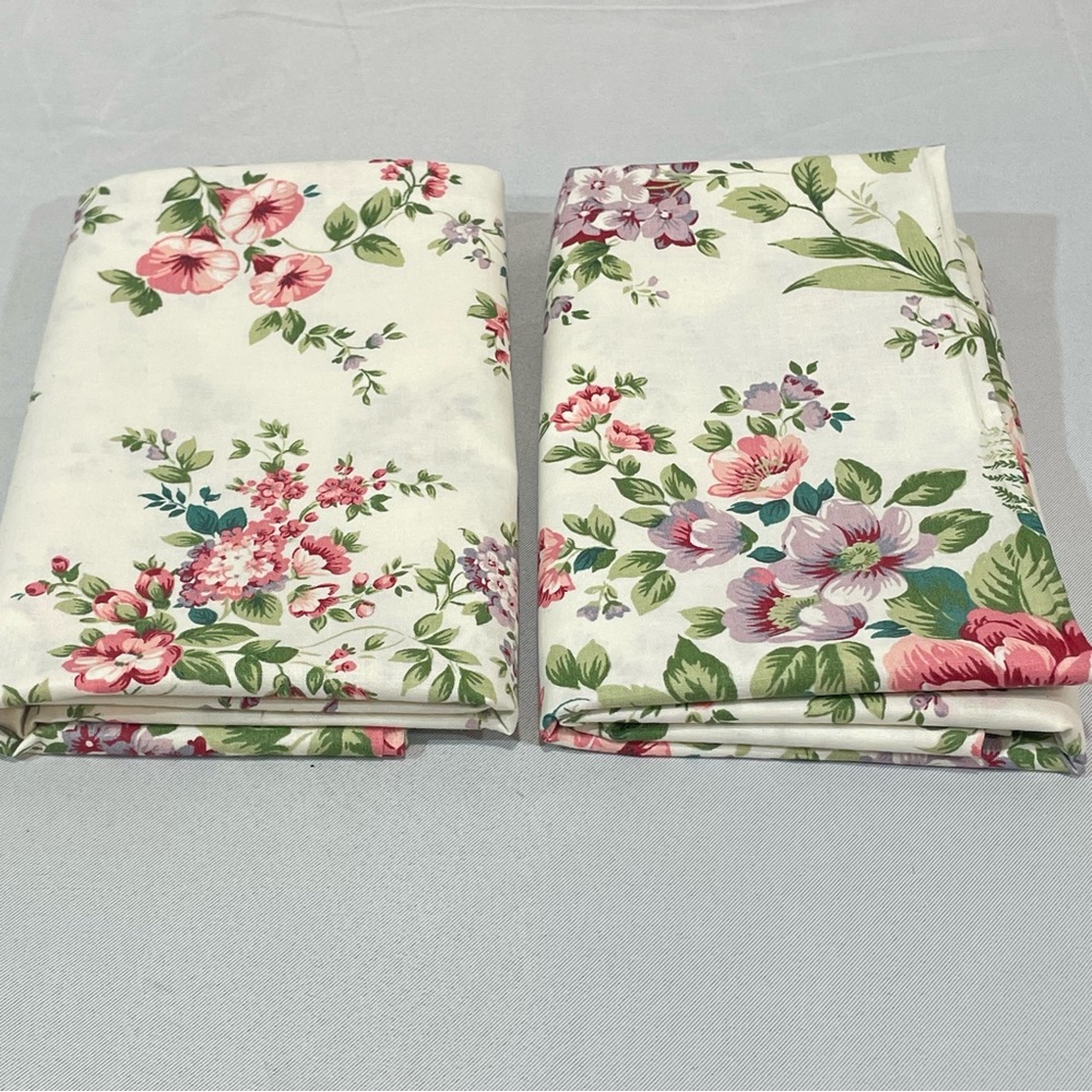 Cottage Roses Fabric Pillowcases Unfinished Handmade 22x35